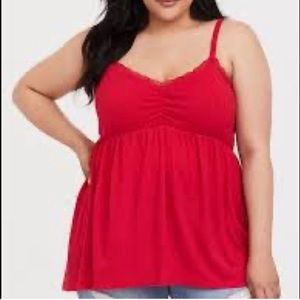 Torrid Red Waffle Knit Babydoll Cami Top - PLUS SIZE